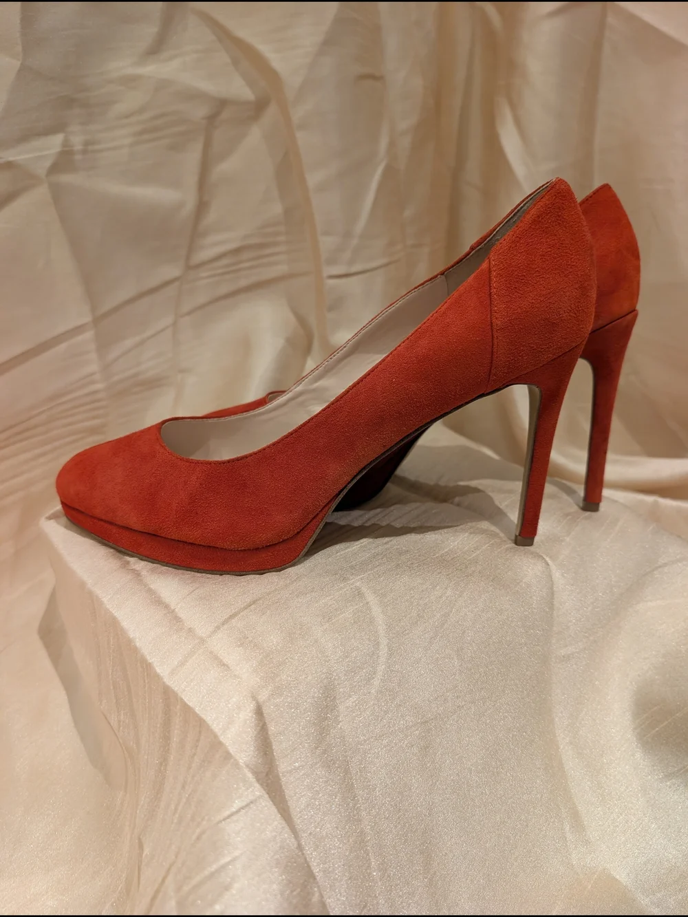Classic Red Suede High Heel Pumps - Women's Dress Shoes - Picture 3 of 5